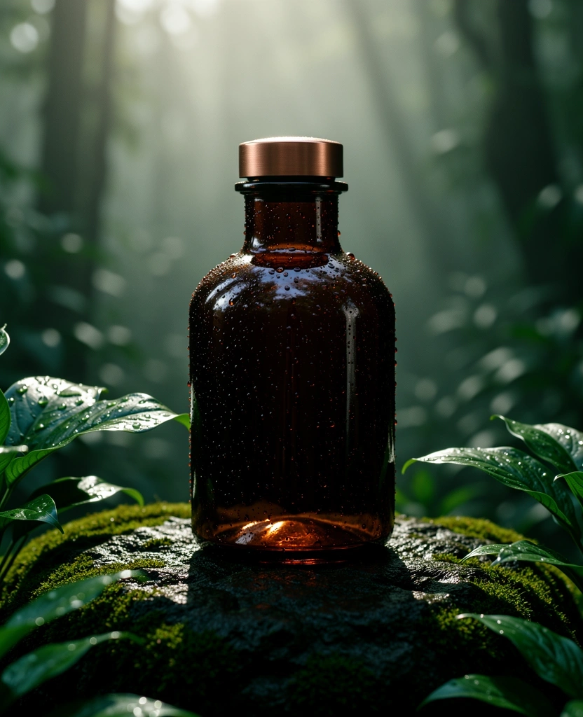Apothecary glass on rainforest stone